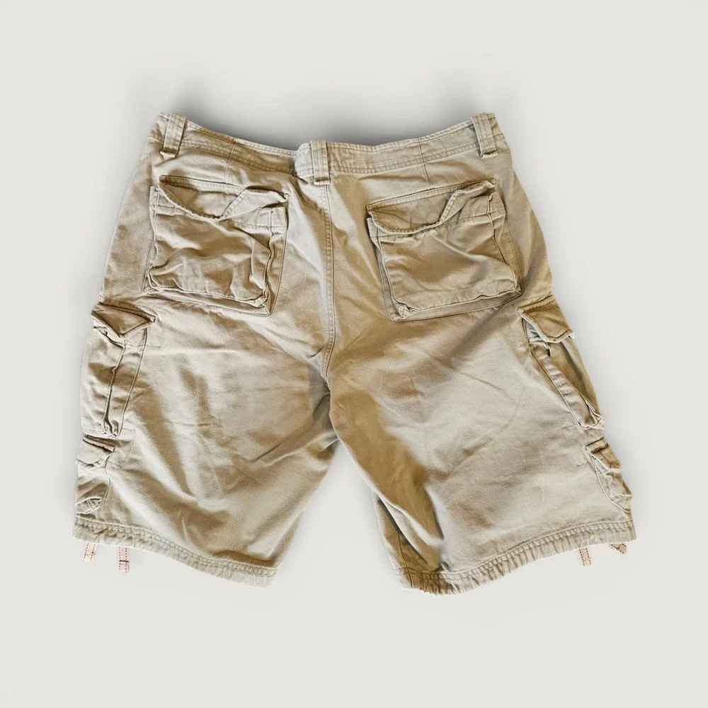 Vintage Lee Dungarees Cargo Shorts Mens 38 Khaki Heavy Cotton Twill Multi Pocket